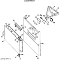 CABINET FRONT Diagram and Parts List for DDE7100MBL  General Electric Dryer