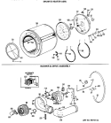 DRUM & HEATER ASM. Diagram and Parts List for DDE7100MBL  General Electric Dryer