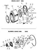 DRUM & DUCT ASM. Diagram and Parts List for DLL7596ABL  Hotpoint Dryer