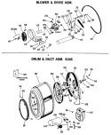 BLOWER & DRIVE ASM. Diagram and Parts List for DLL2880BAC  Hotpoint Dryer