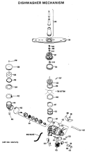 DISHWASHER MECHANISM Diagram and Parts List for HDA460-06  Hotpoint Dishwasher