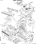 OVEN DOOR PARTS - UPPER Diagram and Parts List for JHP56*VA  General Electric Range