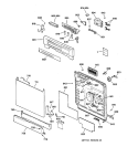 ESCUTCHEON & DOOR ASSEMBLY Diagram and Parts List for GSD4112Z02AA  General Electric Dishwasher