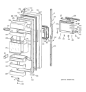 FRESH FOOD DOOR Diagram and Parts List for TFK28ZFBAAA  General Electric Refrigerator
