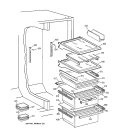 FRESH FOOD SHELVES Diagram and Parts List for TFK28ZFBAAA  General Electric Refrigerator