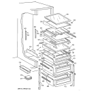 FRESH FOOD SHELVES Diagram and Parts List for TPG24PFCBWW  General Electric Refrigerator