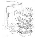 FRESH FOOD SHELVES Diagram and Parts List for MSG28DHCBWW  General Electric Refrigerator
