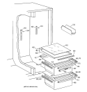 FRESH FOOD SHELVES Diagram and Parts List for TFX25JRBBWW  General Electric Refrigerator