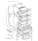 FRESH FOOD SHELVES Diagram and Parts List for TPX21PRBBAA  General Electric Refrigerator