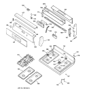 CONTROL PANEL & COOKTOP Diagram and Parts List for JGBP90MEA1BC  General Electric Range