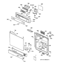 ESCUTCHEON & DOOR ASSEMBLY Diagram and Parts List for GSD3420Z04BB  General Electric Dishwasher