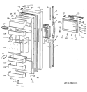 FRESH FOOD DOOR Diagram and Parts List for TFJ28PFBBWW  General Electric Refrigerator