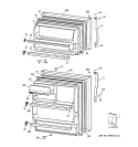 DOORS Diagram and Parts List for TBX14DABJRAA  General Electric Refrigerator