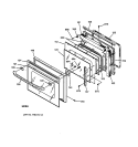 OVEN DOOR Diagram and Parts List for JKP45BA1BB  General Electric Wall Oven