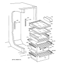 FRESH FOOD SHELVES Diagram and Parts List for TFX25ARBCWW  General Electric Refrigerator