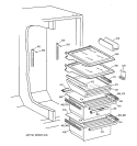 FRESH FOOD SHELVES Diagram and Parts List for TFX25VRBCWW  General Electric Refrigerator
