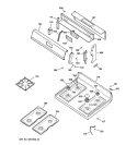 CONTROL PANEL & COOKTOP Diagram and Parts List for JGBS23WEA2WW  General Electric Range