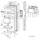 FRESH FOOD DOOR Diagram and Parts List for TFX28PBBBBB  General Electric Refrigerator