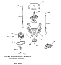 SUSPENSION, PUMP & DRIVE COMPONENTS Diagram and Parts List for WJSR2080V2WW  General Electric Washer