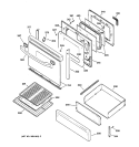 DOOR & DRAWER PARTS Diagram and Parts List for JGBP86CEA1CC  General Electric Range