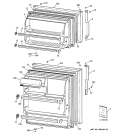 DOORS Diagram and Parts List for TBX14SIBNLAA  General Electric Refrigerator