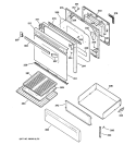 DOOR & DRAWER PARTS Diagram and Parts List for JGBP28BEA3AD  General Electric Range