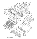 DOOR & DRAWER PARTS Diagram and Parts List for JGBP90MEA3BC  General Electric Range