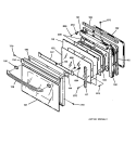 OVEN DOOR Diagram and Parts List for JTP45BA1BB  General Electric Wall Oven