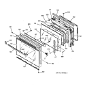 Part Location Diagram of WB55T10071 GE FRAME OVEN Door Assembly (BLAC