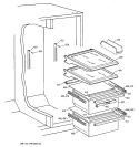 FRESH FOOD SHELVES Diagram and Parts List for TFM25KRCEWW  General Electric Refrigerator
