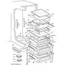 FRESH FOOD SHELVES Diagram and Parts List for TFG28PFCCBS  General Electric Refrigerator
