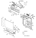 ESCUTCHEON & DOOR ASSEMBLY Diagram and Parts List for GSD3610ZZ2AA  General Electric Dishwasher