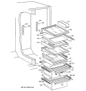 FRESH FOOD SHELVES Diagram and Parts List for TFX22ZPDABB  General Electric Refrigerator