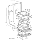 FRESH FOOD SHELVES Diagram and Parts List for TFX26ZPDABB  General Electric Refrigerator