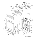 ESCUTCHEON & DOOR ASSEMBLY Diagram and Parts List for ZBD3540C00SS  General Electric Dishwasher
