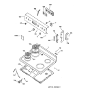 CONTROL PANEL & COOKTOP Diagram and Parts List for RB753BC1WH  Hotpoint Range