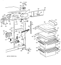 FRESH FOOD SECTION Diagram and Parts List for MSG20GWBEWW  General Electric Refrigerator