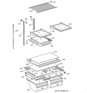 SHELVES & DRAWERS Diagram and Parts List for TBX21GIDARWW  General Electric Refrigerator