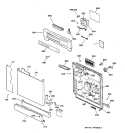 ESCUTCHEON & DOOR ASSEMBLY Diagram and Parts List for GSD3732D01WW  General Electric Dishwasher