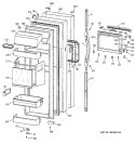 FRESH FOOD DOOR Diagram and Parts List for TFS28PBBBBS  General Electric Refrigerator