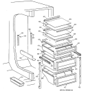 FRESH FOOD SHELVES Diagram and Parts List for TPG21KRCEWS  General Electric Refrigerator