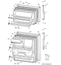 DOORS Diagram and Parts List for MTZ16EACKRWW  General Electric Refrigerator
