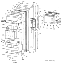 FRESH FOOD DOOR Diagram and Parts List for TFG28PFCEBS  General Electric Refrigerator