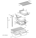 SHELVES & DRAWERS Diagram and Parts List for TBI18JIDARWW  General Electric Refrigerator
