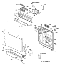 ESCUTCHEON & DOOR ASSEMBLY Diagram and Parts List for GSD3610ZZ4AA  General Electric Dishwasher