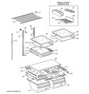 SHELVES & DRAWERS Diagram and Parts List for ERT2018DBRCC  General Electric Refrigerator