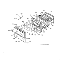 OVEN DOOR Diagram and Parts List for JKP69BW2BB  General Electric Microwave Oven Combo