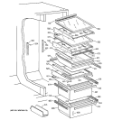 SHELVES & DRAWERS Diagram and Parts List for TFHA24RRAAD  General Electric Refrigerator
