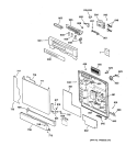 ESCUTCHEON & DOOR ASSEMBLY Diagram and Parts List for EDW2050F00CC  General Electric Dishwasher