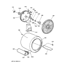 BACKSPLASH, BLOWER AND DRIVE ASSEMBLY Diagram and Parts List for NJSR453GW2AA  Hotpoint Dryer